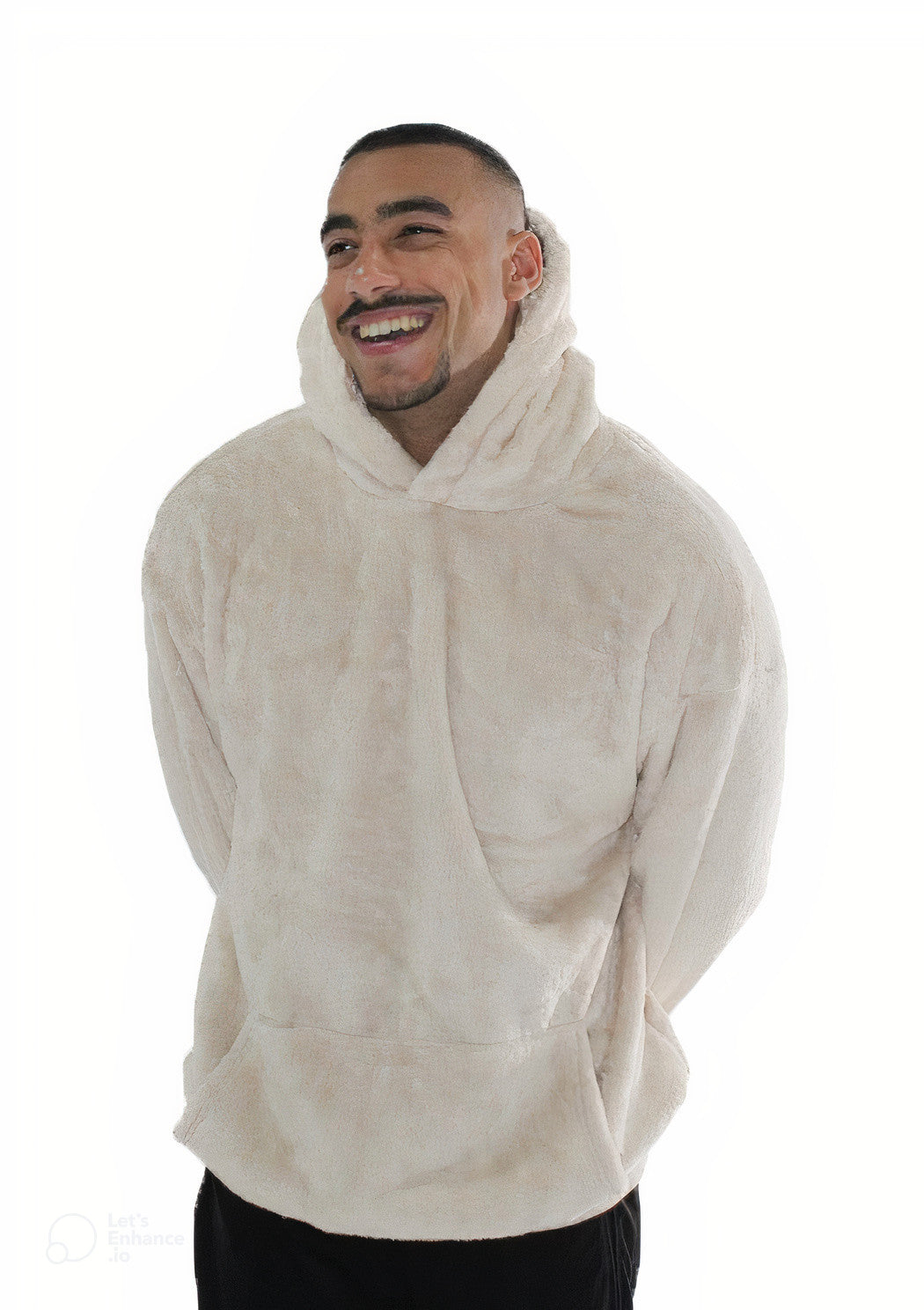Light Beige Fur Oversized Hoodie